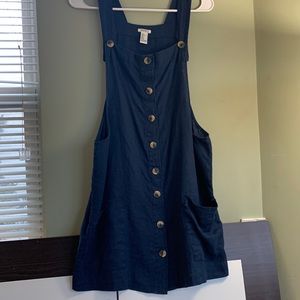 Navy 100% linen mini dress